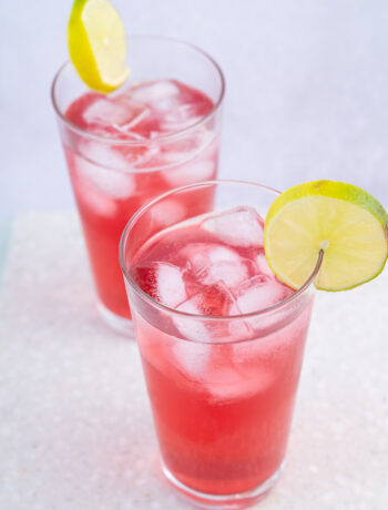 Two glasses with bay breeze drink.