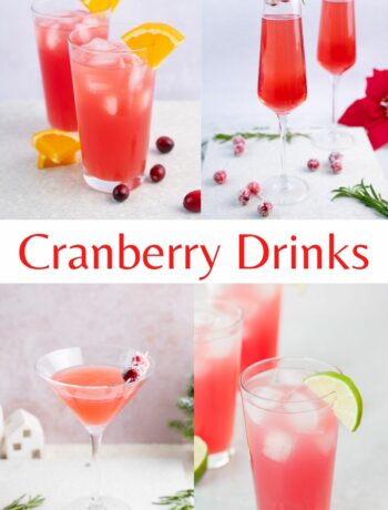 A collage showing different cranberry drinks.