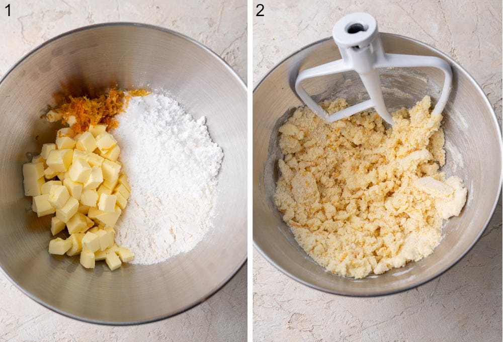 Ingredients for cranberry cookies in a bowl. Mixed ingredients for cookies in a bowl.