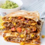 Ground beef quesadilla pinnable image.