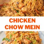 Chicken chow mein pinnable image.