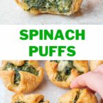 Spinach puffs pinnable image.