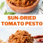 Sun-dried tomato pesto pinnable image.