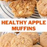 Healthy apple muffins pinnable image.