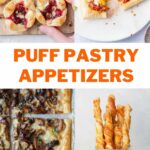 Puff pastry appetizers pinnable image.