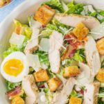 Chicken Caesar salad pinnable image.