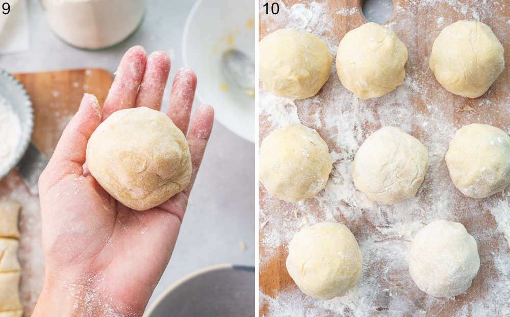 Plum dumplings ready to be cooked.