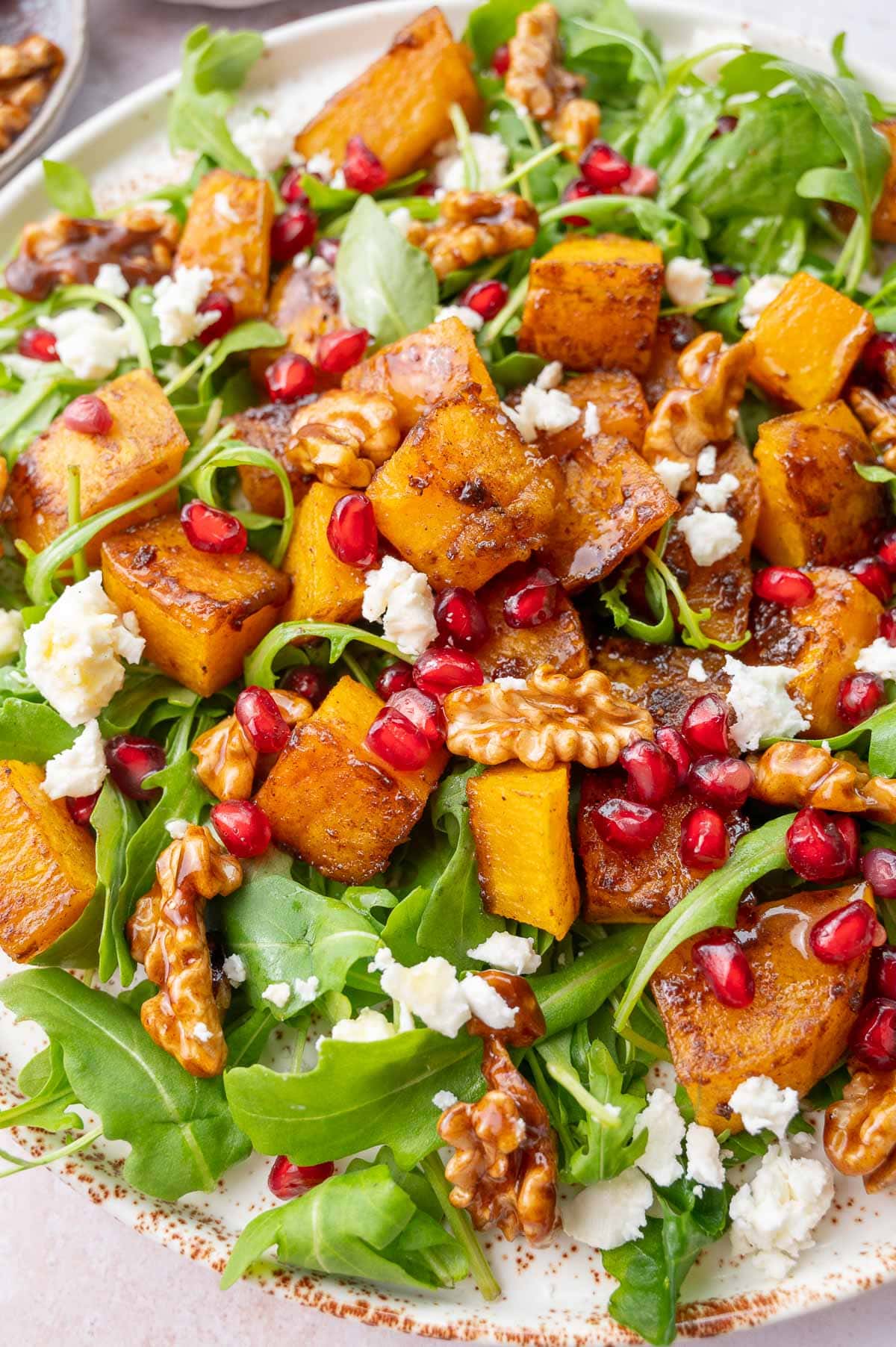 Butternut Squash Salad on a white plate.