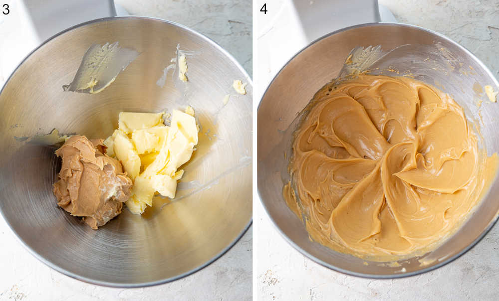 Butter and peanut butter in a bowl. Mixed butter with peanut butter in a bowl.