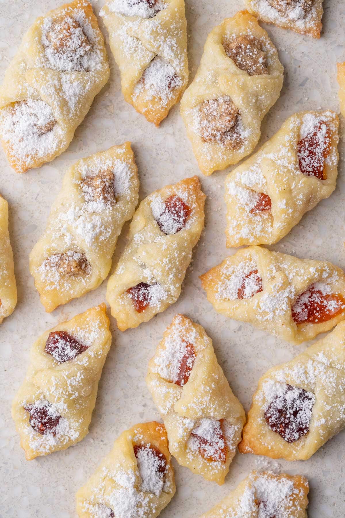 Kolaczki cookies on a grey background.