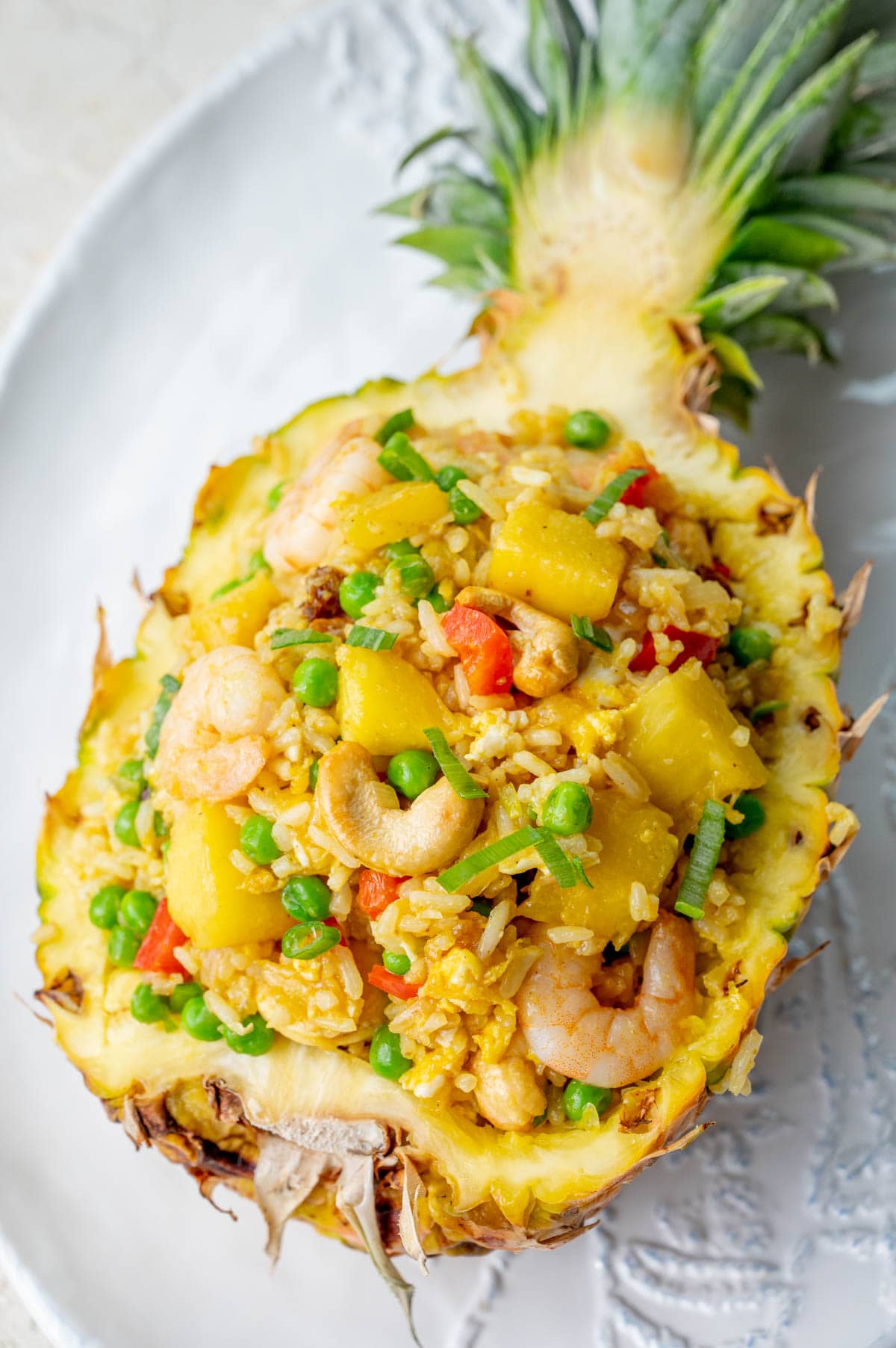 Pineapple Fried Rice in a pineapple bowl.