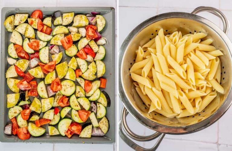 View of Roasted Vegetable Pasta - Everyday Delicious