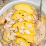 Peach oatmeal pinnable image.