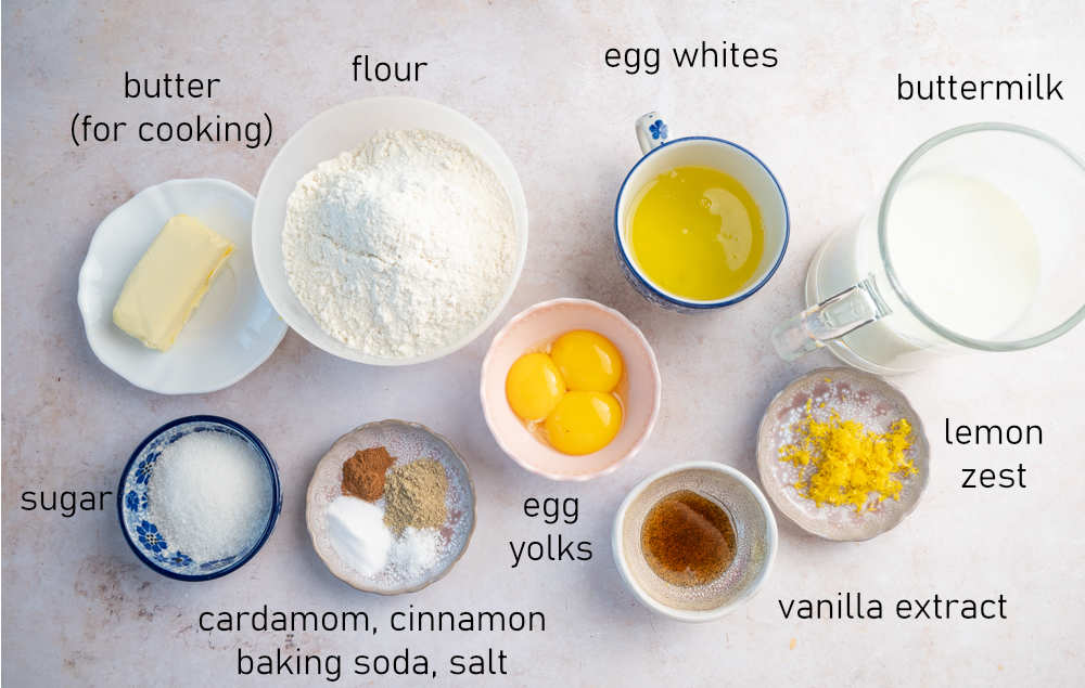 Labeled ingredients for Aebleskiver.