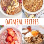 A collage of oatmeal photos.