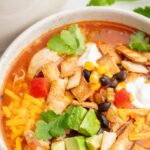 Chicken tortilla soup pinnable image.