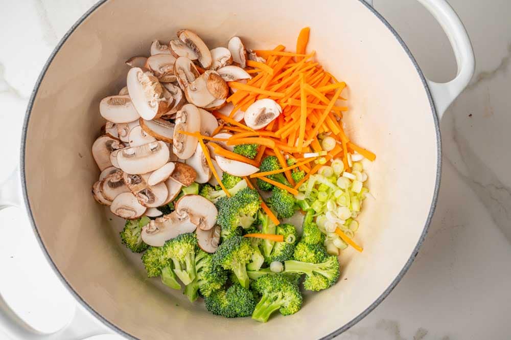 Chopped vegetables in a pot.