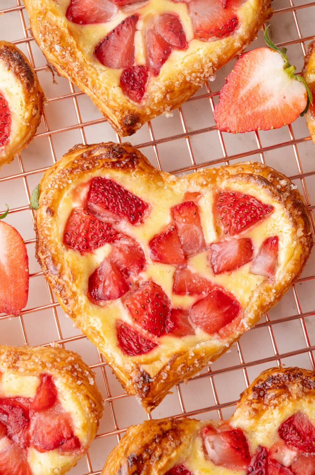 Valentine's Strawberry Puff Pastry Hearts - Everyday Delicious