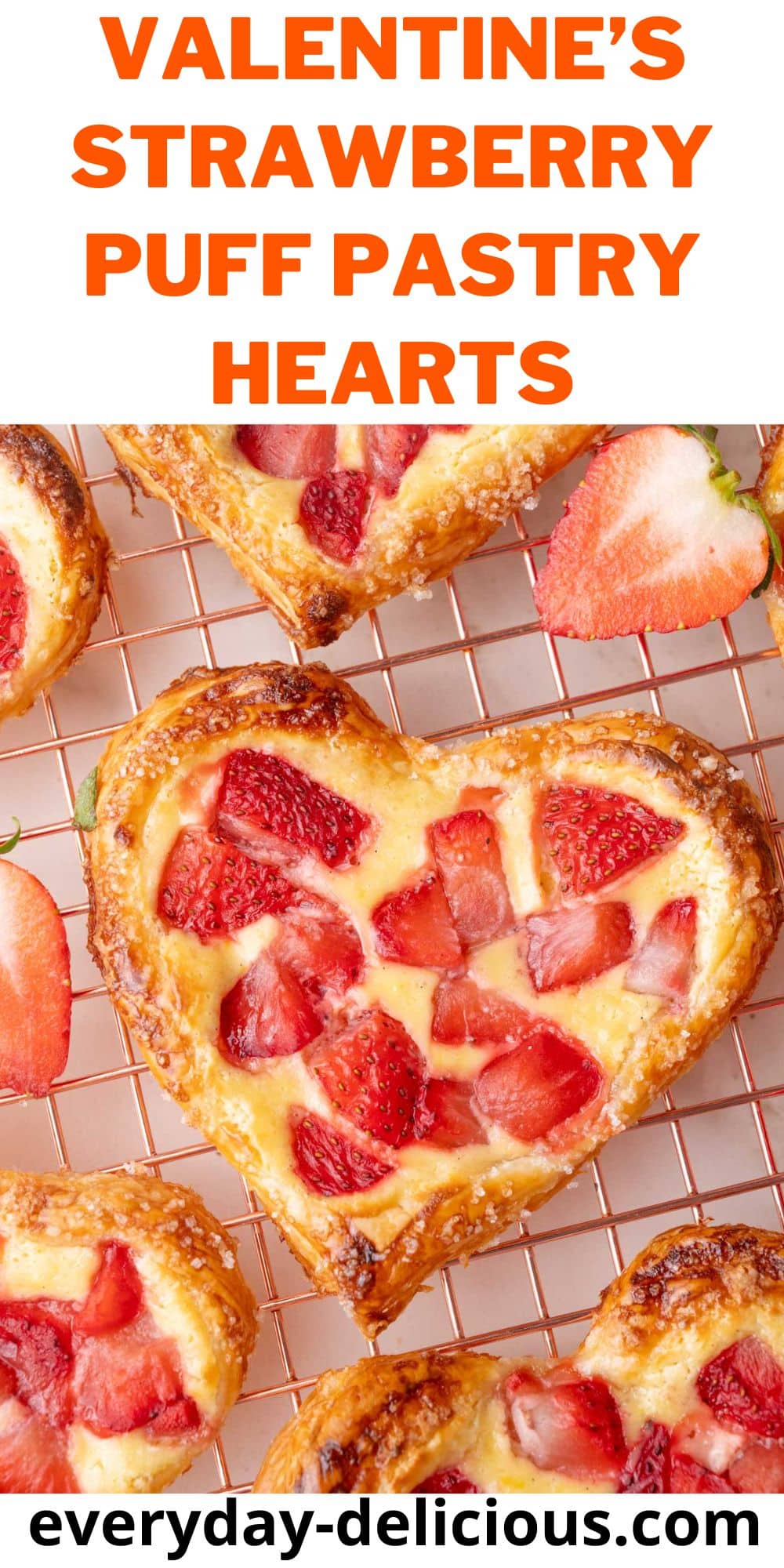 Valentine's Strawberry Puff Pastry Hearts - Everyday Delicious