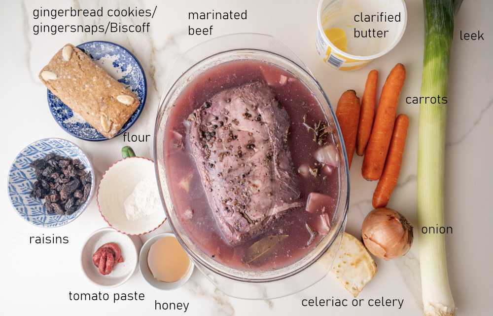 Labeled ingredient for the sauce for Sauerbraten.